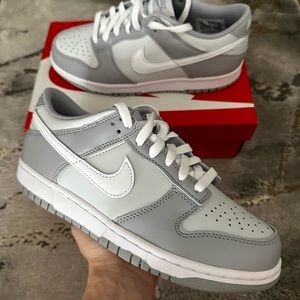 New Nike Dunk Low (GS) Pure Platinum/White-Wolf Grey Size 8